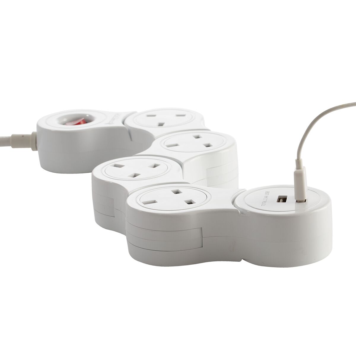 STARTECH 4Socket 2 USB Flexible Extension Cord White 3m Extension